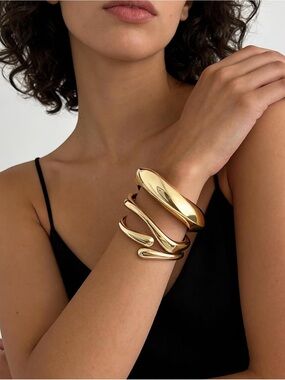 NEW! 14K Gold Plated Trendy Statement Bangle Bracelets